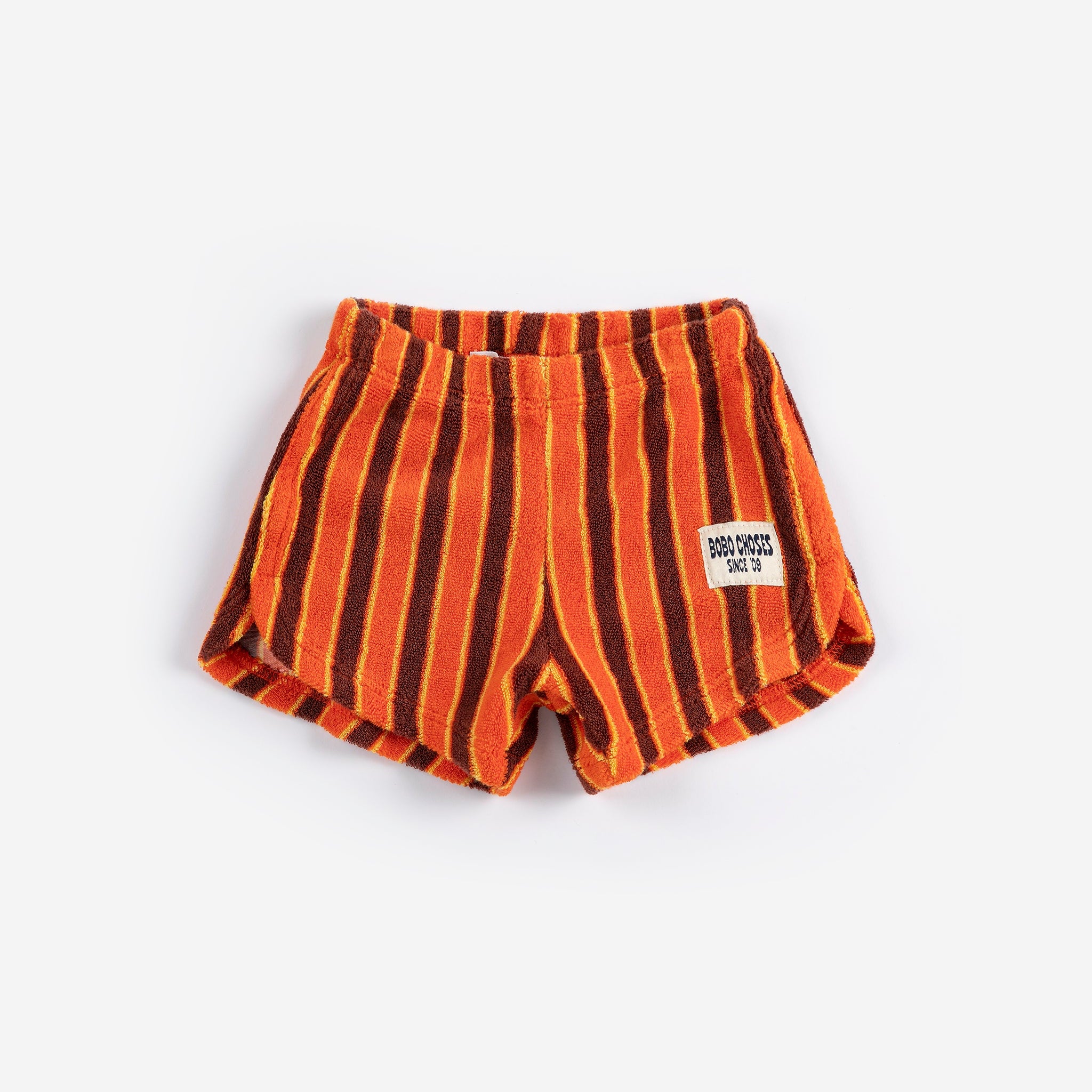 Baby Striped Brick Terry Cloth Shorts – orange