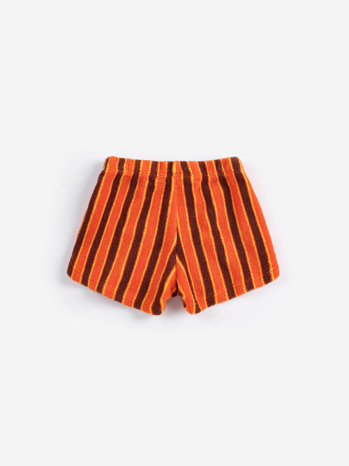 Baby Striped Brick Terry Cloth Shorts – orange