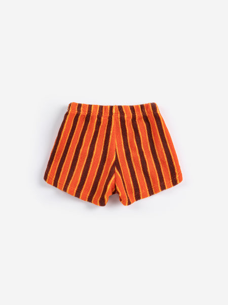 Baby Striped Brick Terry Cloth Shorts – orange
