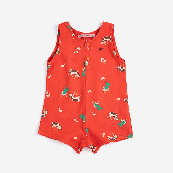 Farm Adventure All Over Playsuit – red
