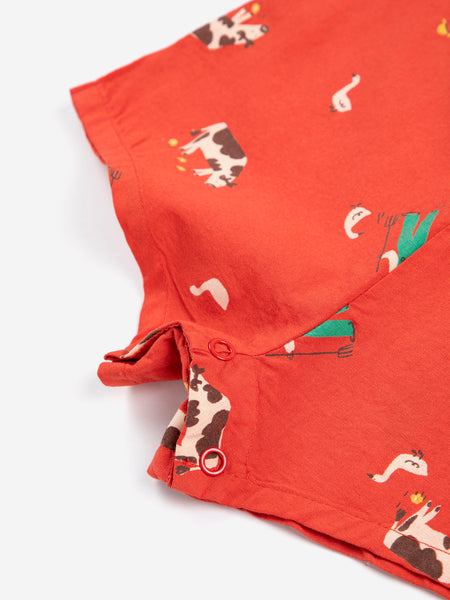 Farm Adventure All Over Playsuit – red