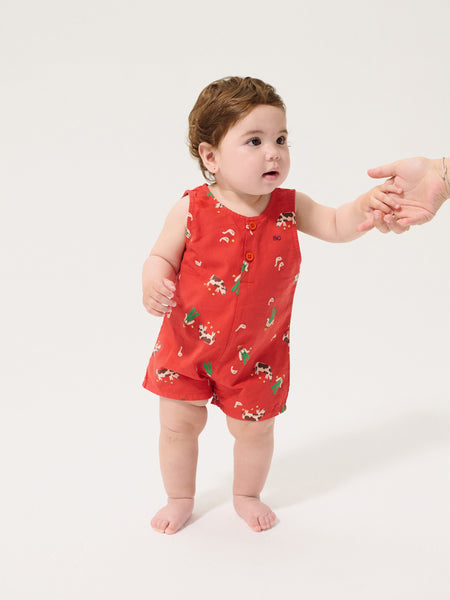 Farm Adventure All Over Playsuit – red