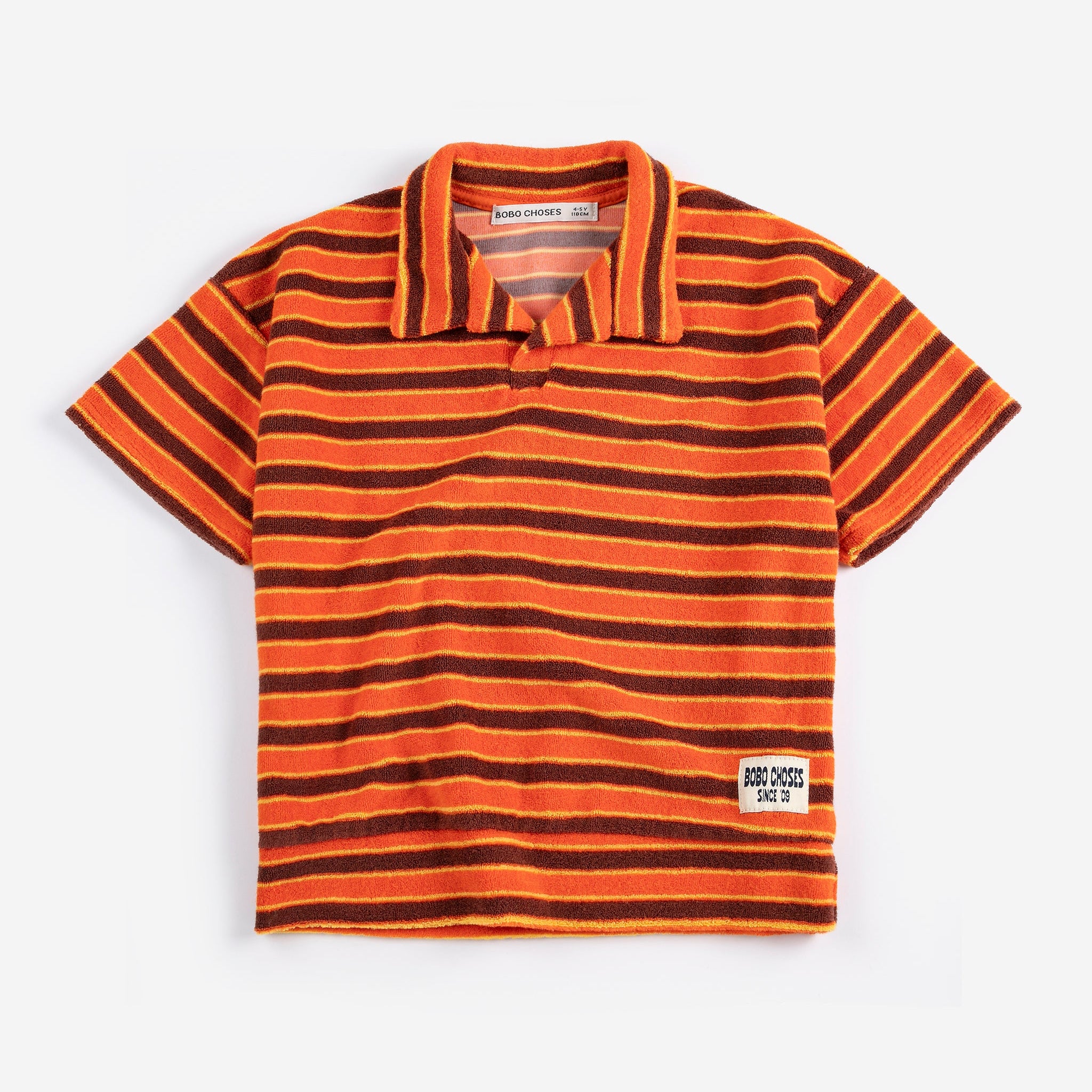 Striped Brick Terry Cloth Polo – orange