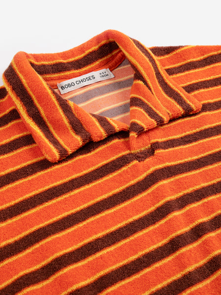 Striped Brick Terry Cloth Polo – orange