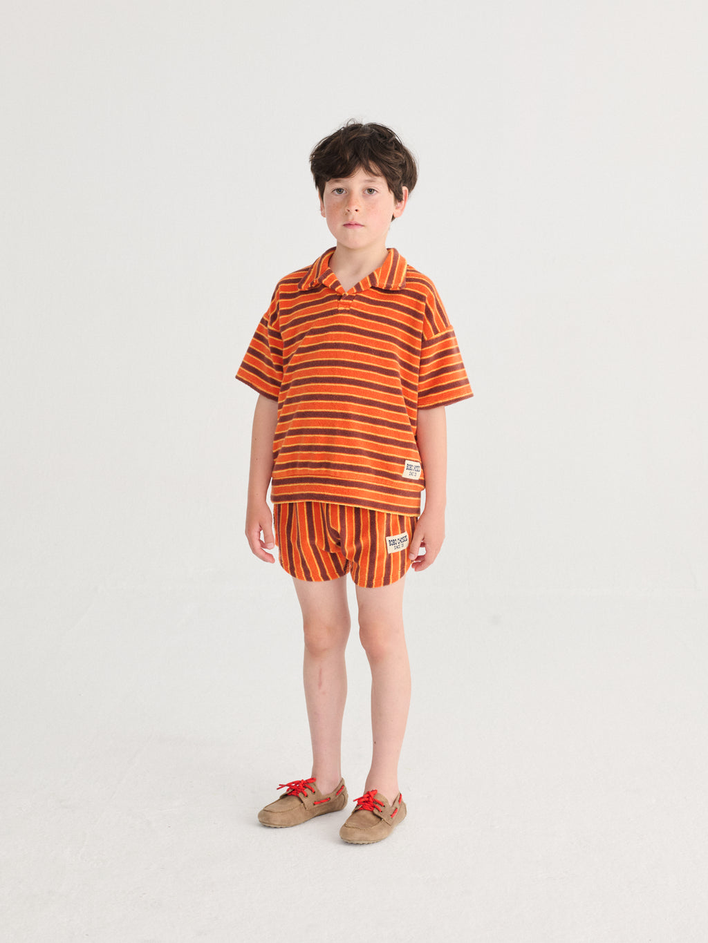 Striped Brick Terry Cloth Polo – orange