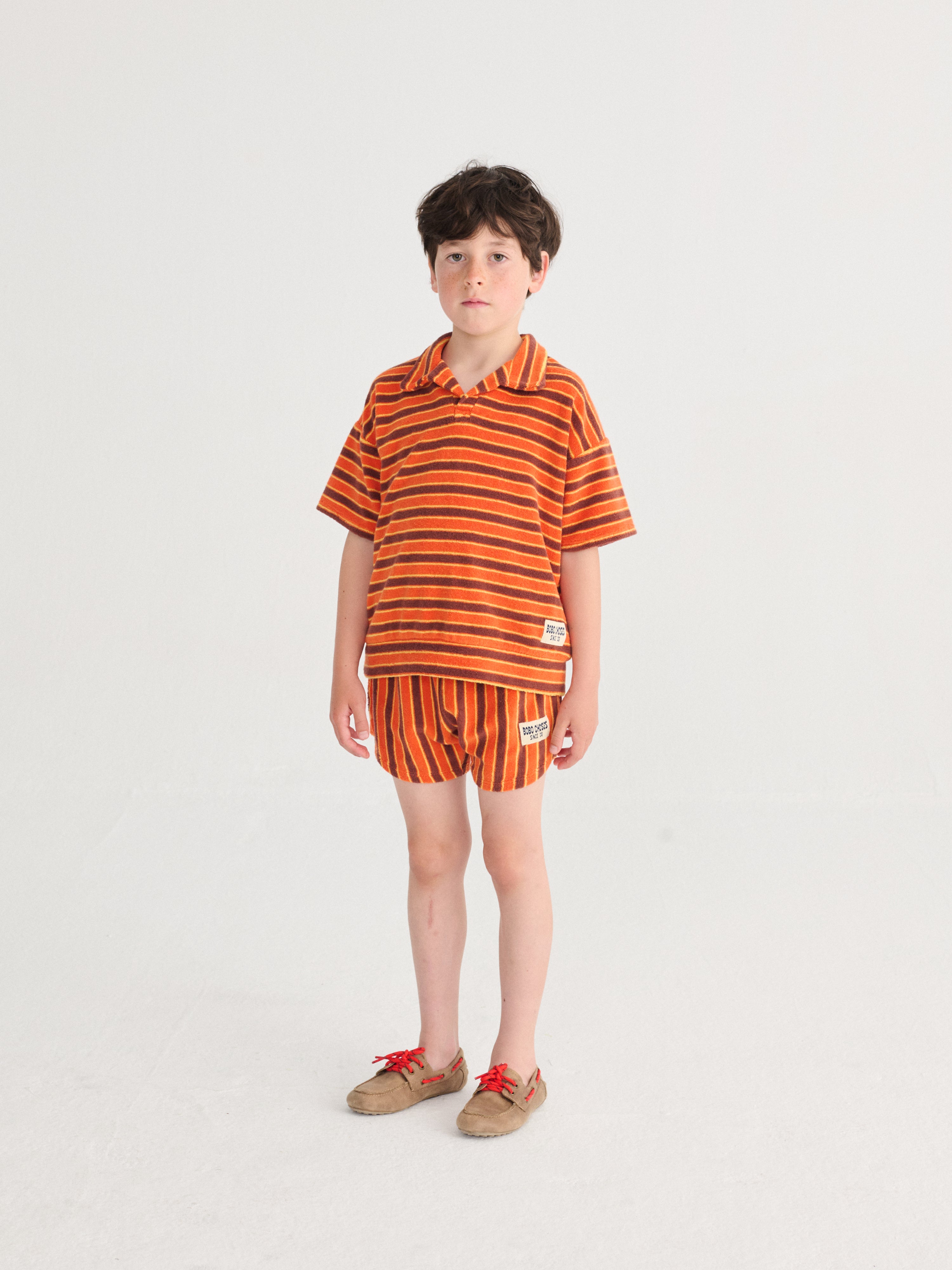 Striped Brick Terry Cloth Polo – orange