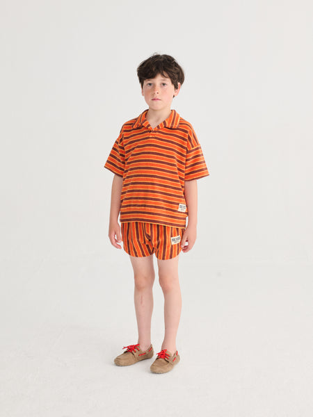 Striped Brick Terry Cloth Polo – orange