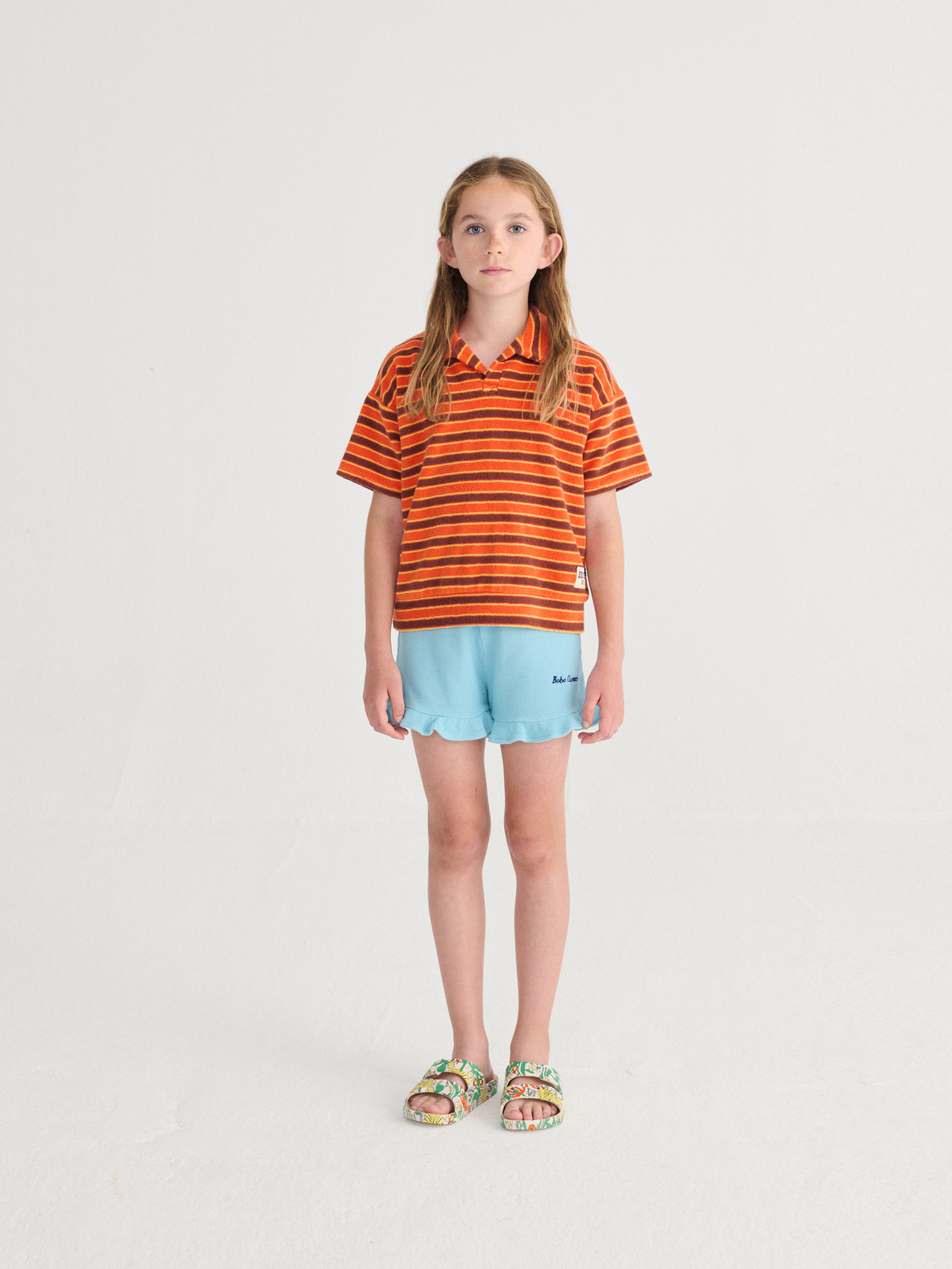 Striped Brick Terry Cloth Polo – orange
