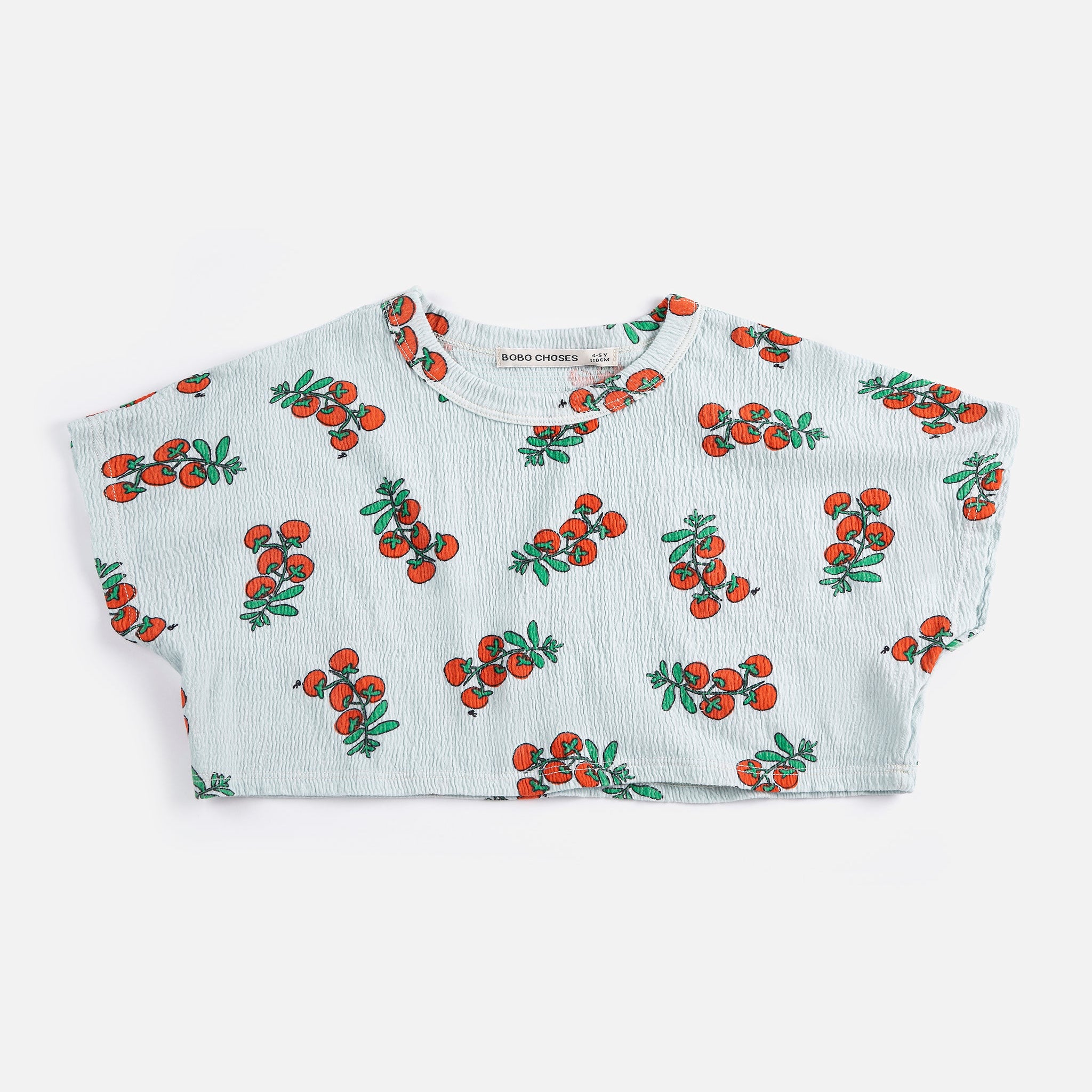 Juicy Tomatoes All Over Cropped T-shirt – light blue