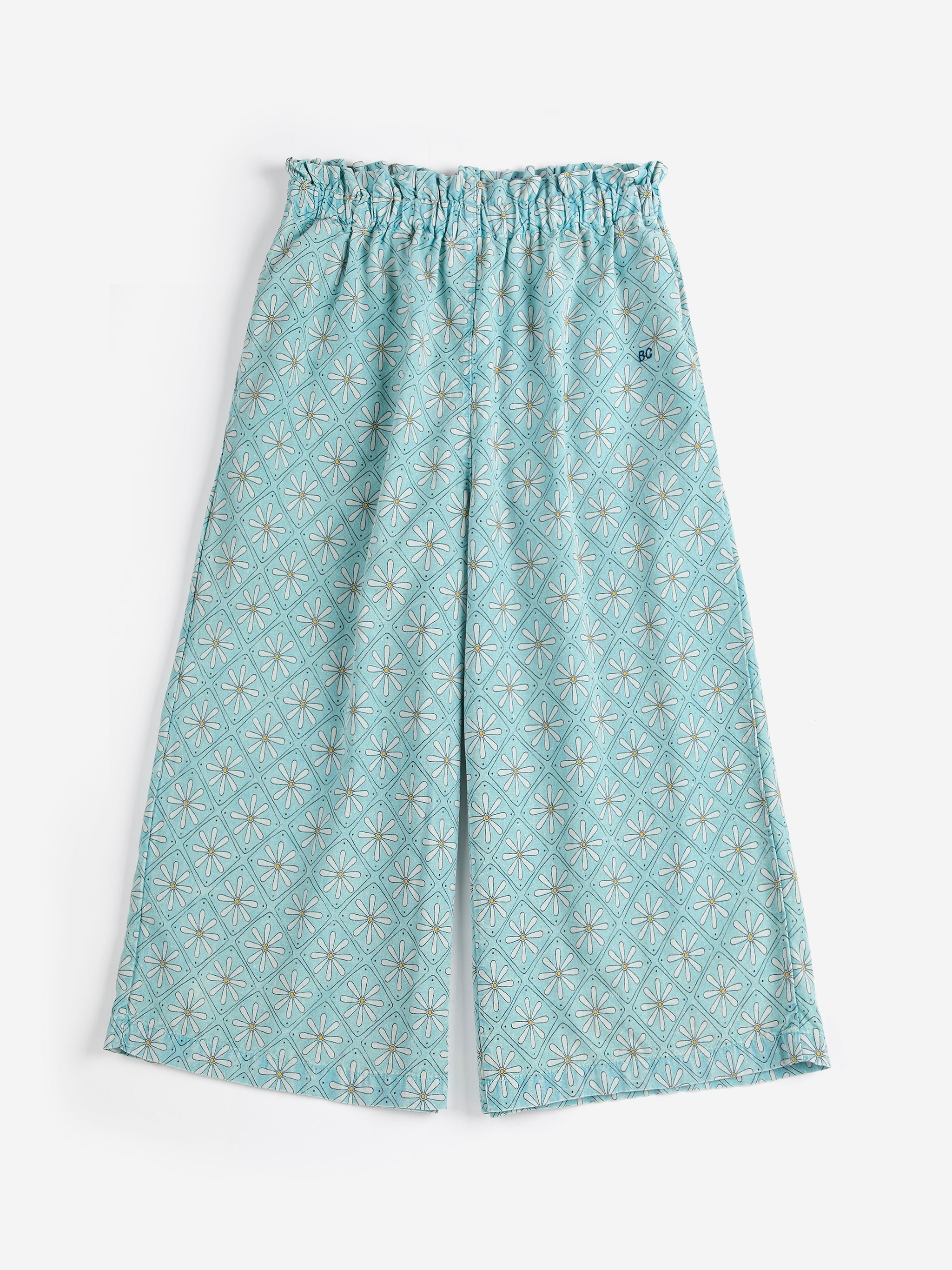 Daisy Mosaic All Over Woven Culotte Pants – light blue