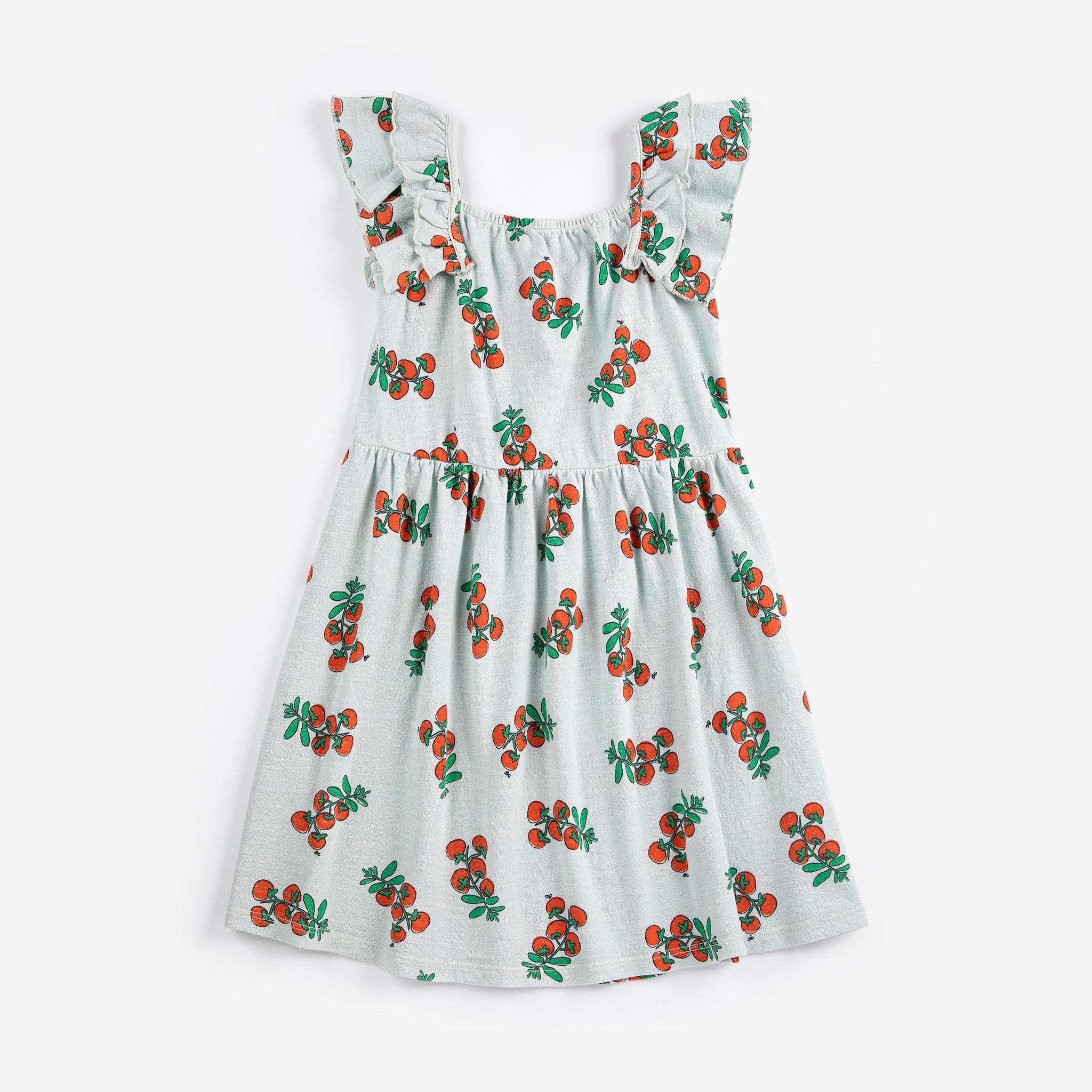 Juicy Tomatoes All Over Ruffled Dress – light blue