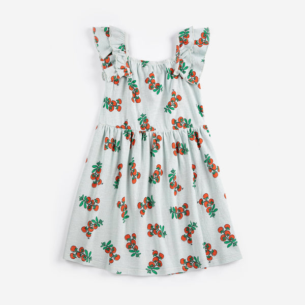 Juicy Tomatoes All Over Ruffled Dress – light blue