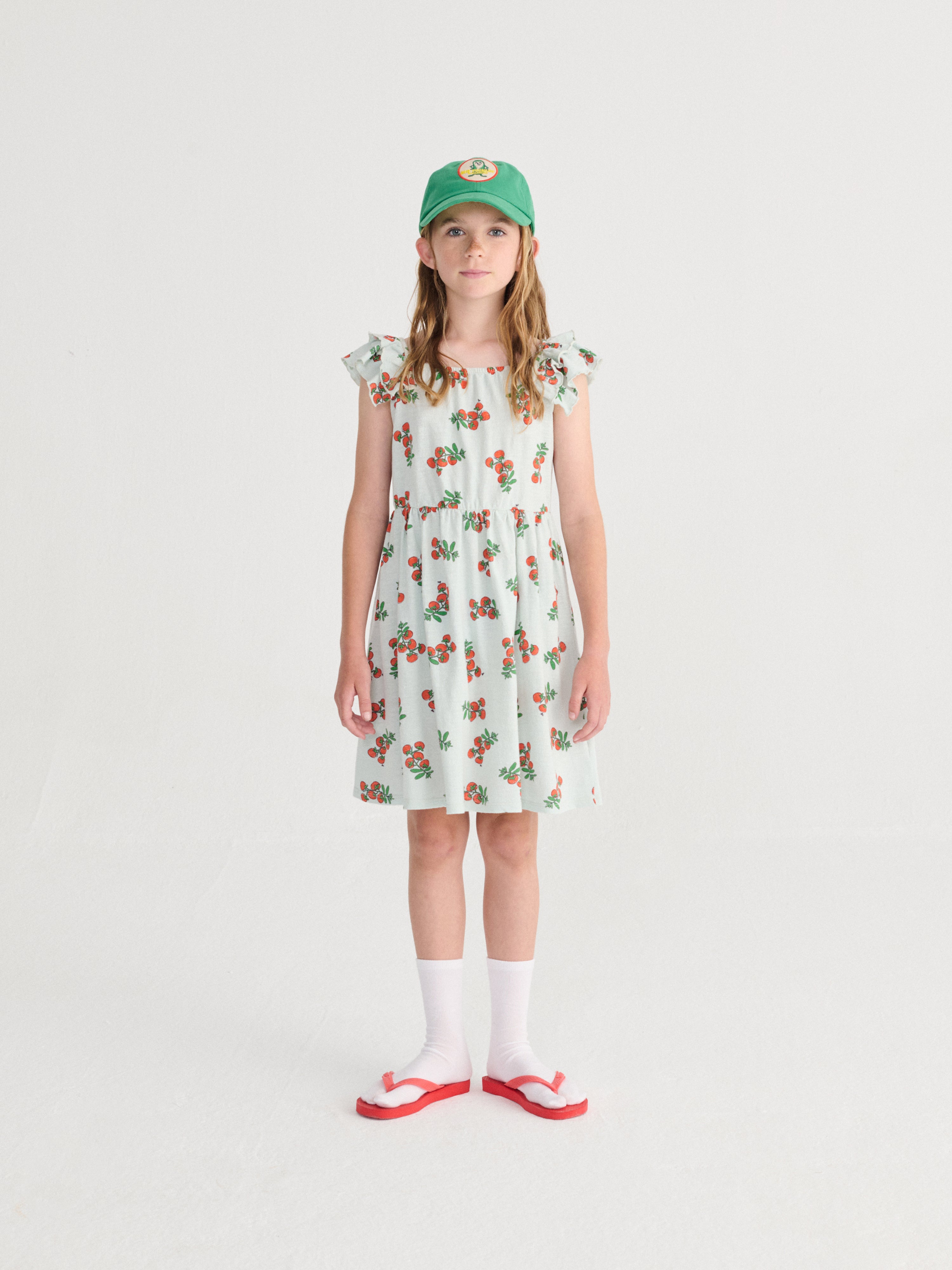 Juicy Tomatoes All Over Ruffled Dress – light blue