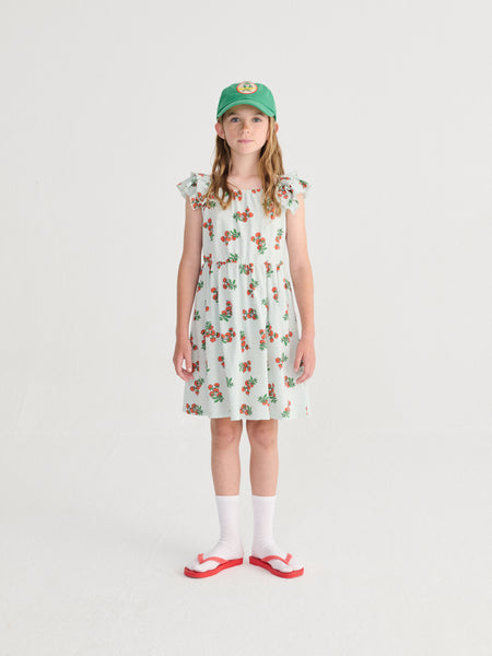 Juicy Tomatoes All Over Ruffled Dress – light blue