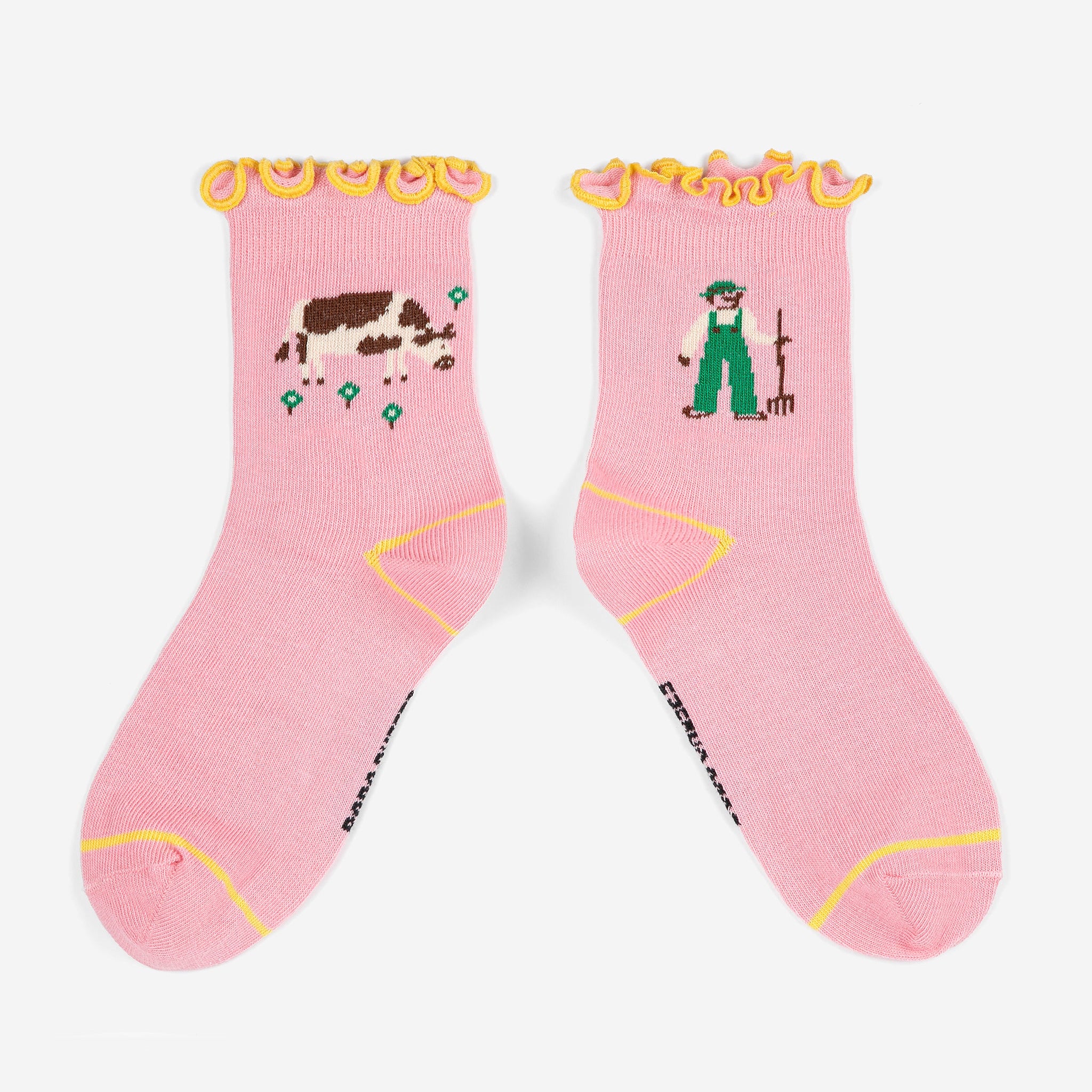Farm Adventure Ruffled Short Socks – pink