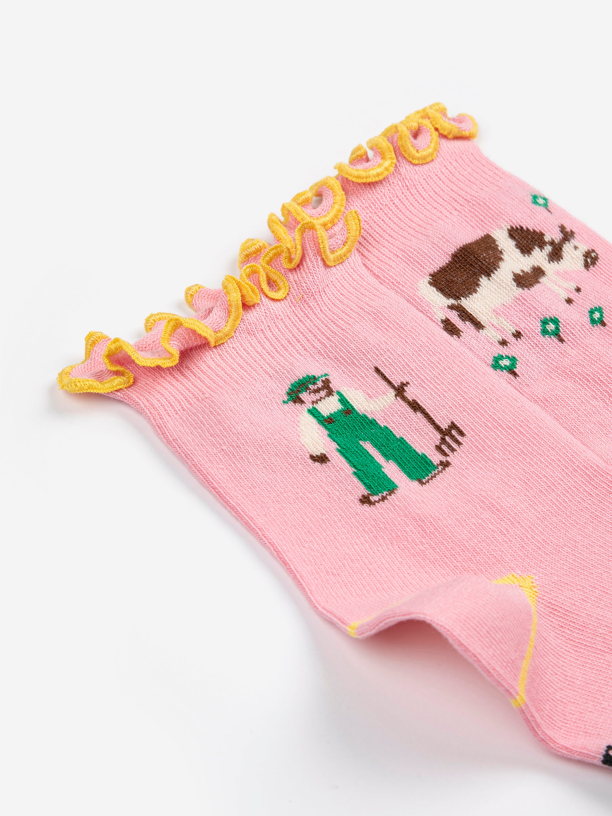 Farm Adventure Ruffled Short Socks – pink