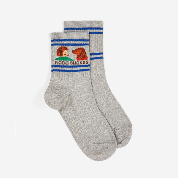Friends In A Pickle Short Socks – heather grey
