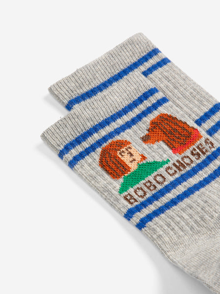 Friends In A Pickle Short Socks – heather grey