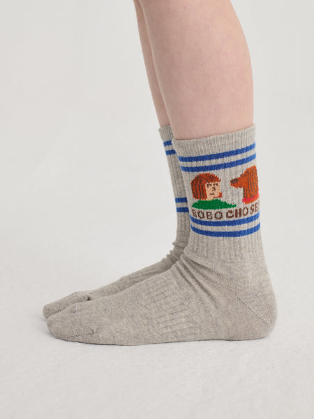 Friends In A Pickle Short Socks – heather grey