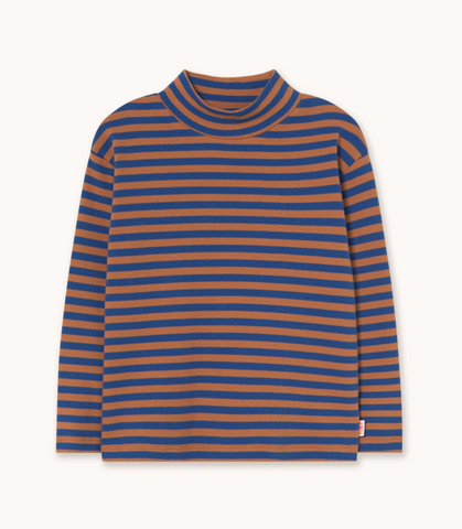 Stripes Rib Mockneck – dark blue