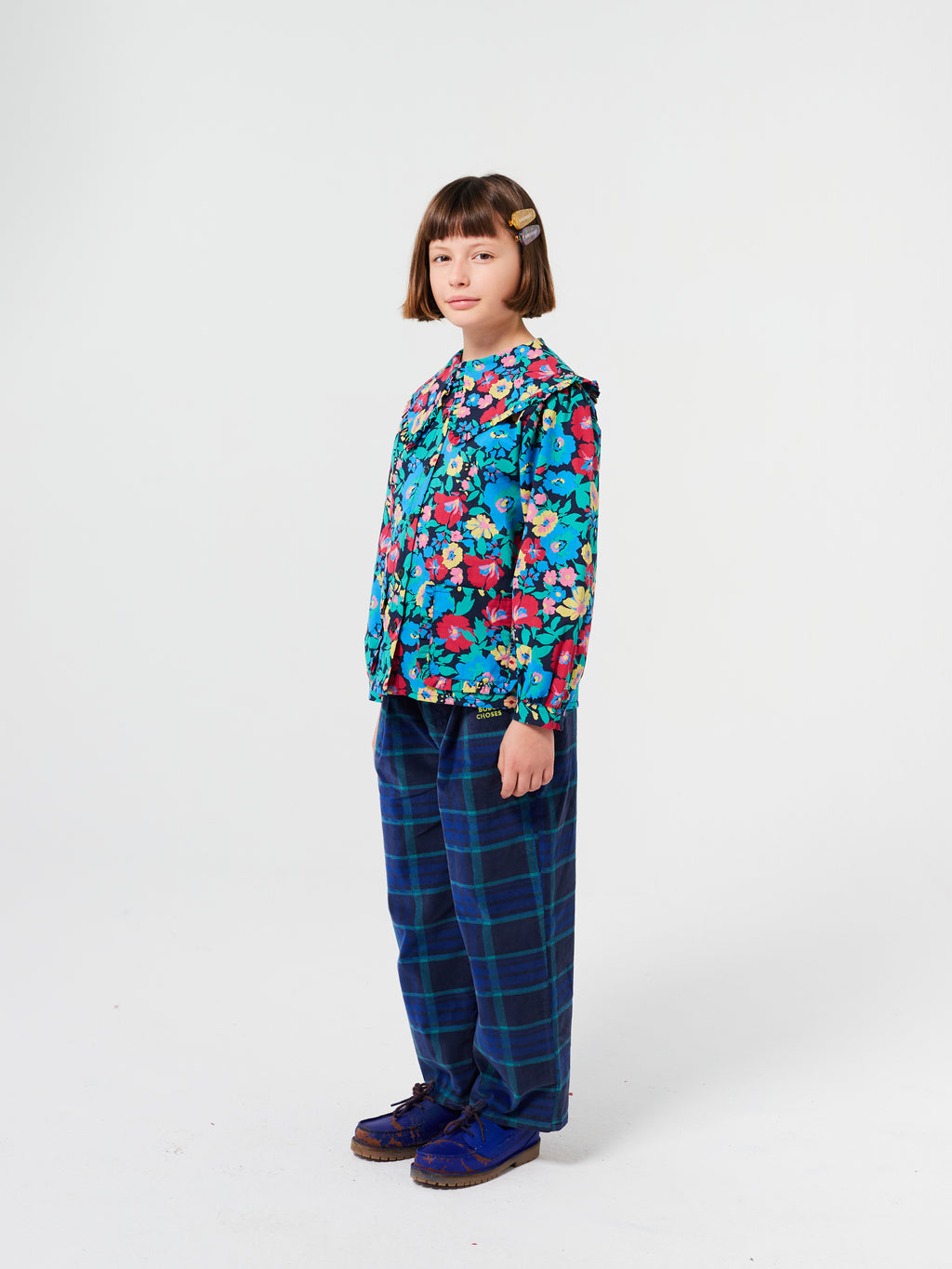 Flowers All Over Woven Blouse – midnight blue