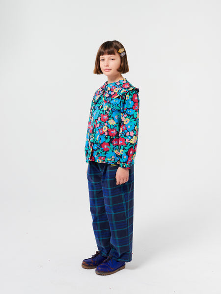 Flowers All Over Woven Blouse – midnight blue