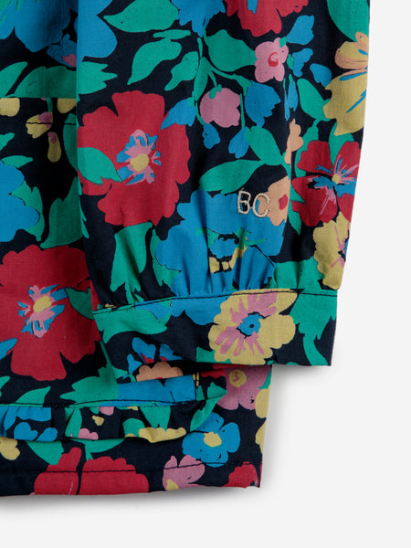Flowers All Over Woven Blouse – midnight blue