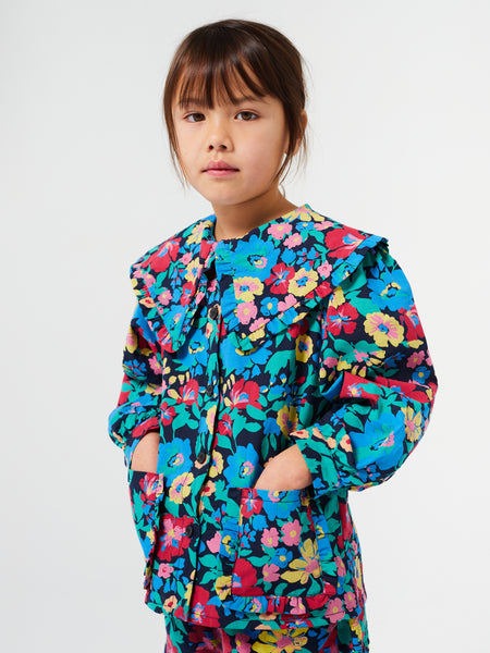Flowers All Over Woven Blouse – midnight blue