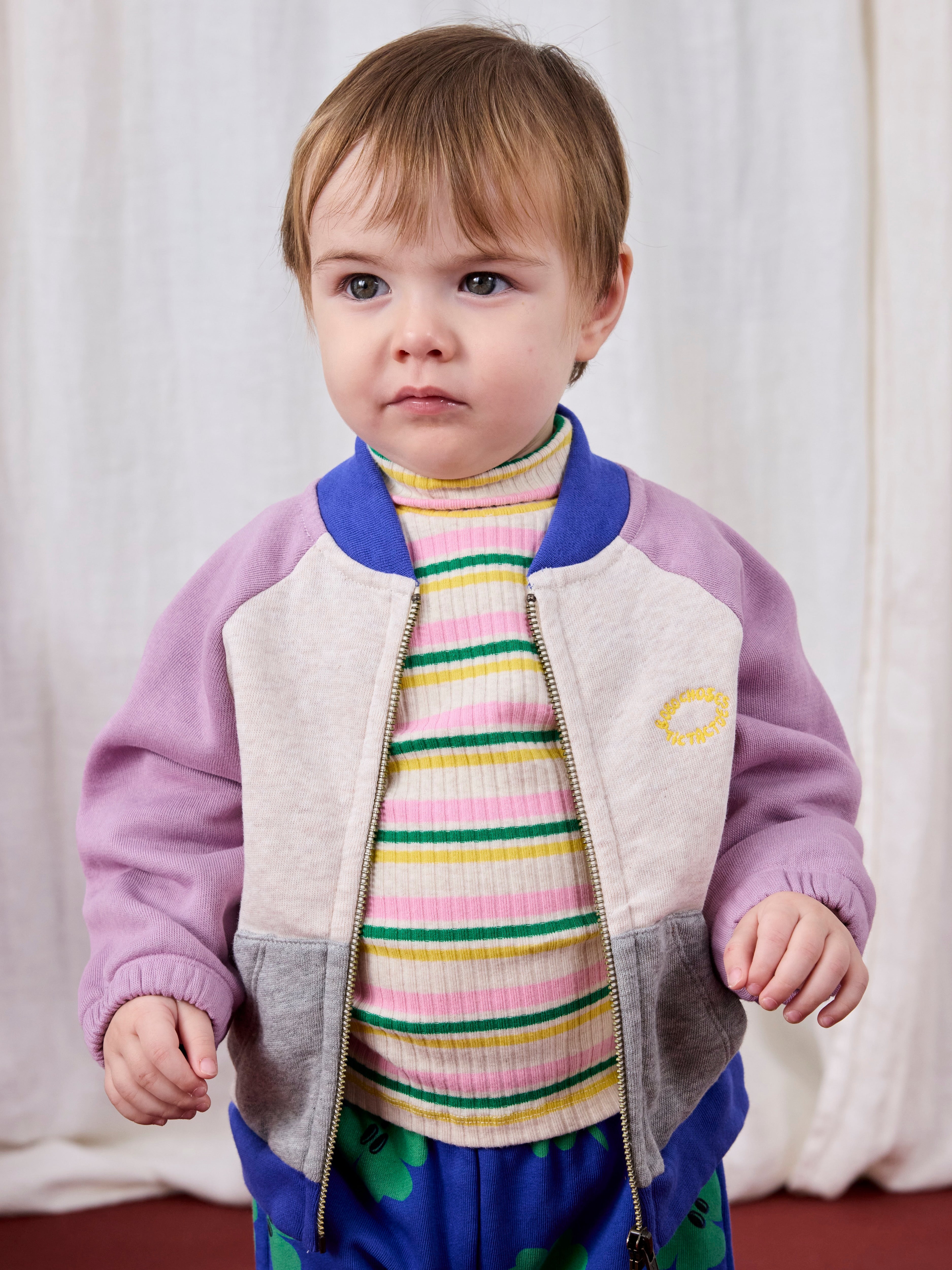 Tic Tac Toe Color Block Zipped Sweatshirt – lavender