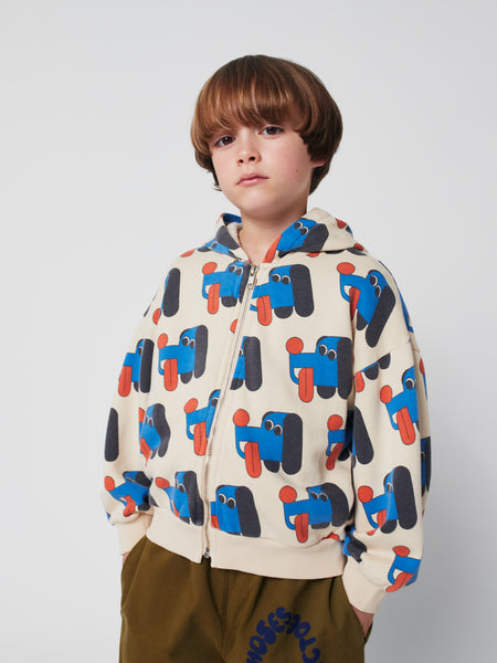 Doggy Mate all over zipped hoodie – offwhite