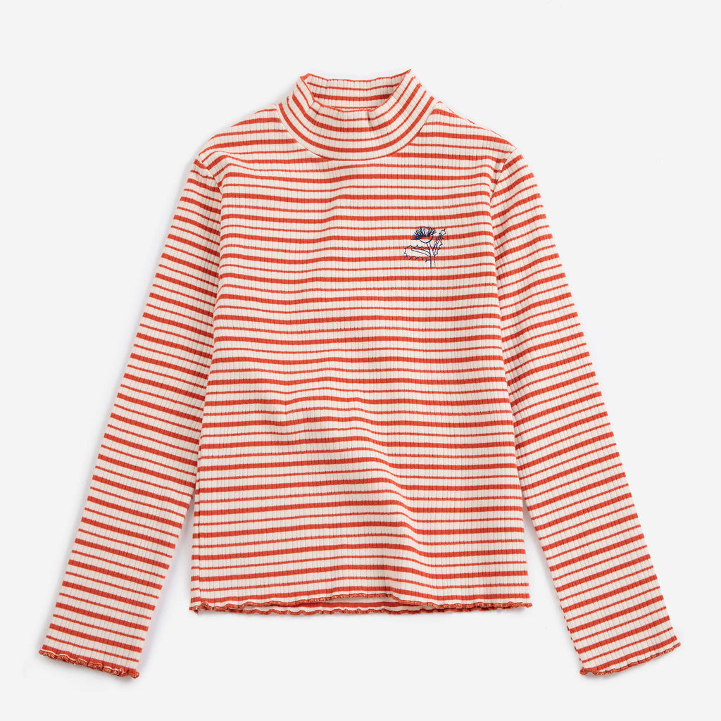 Energy Flower Stripes Turtle Neck T-Shirt
