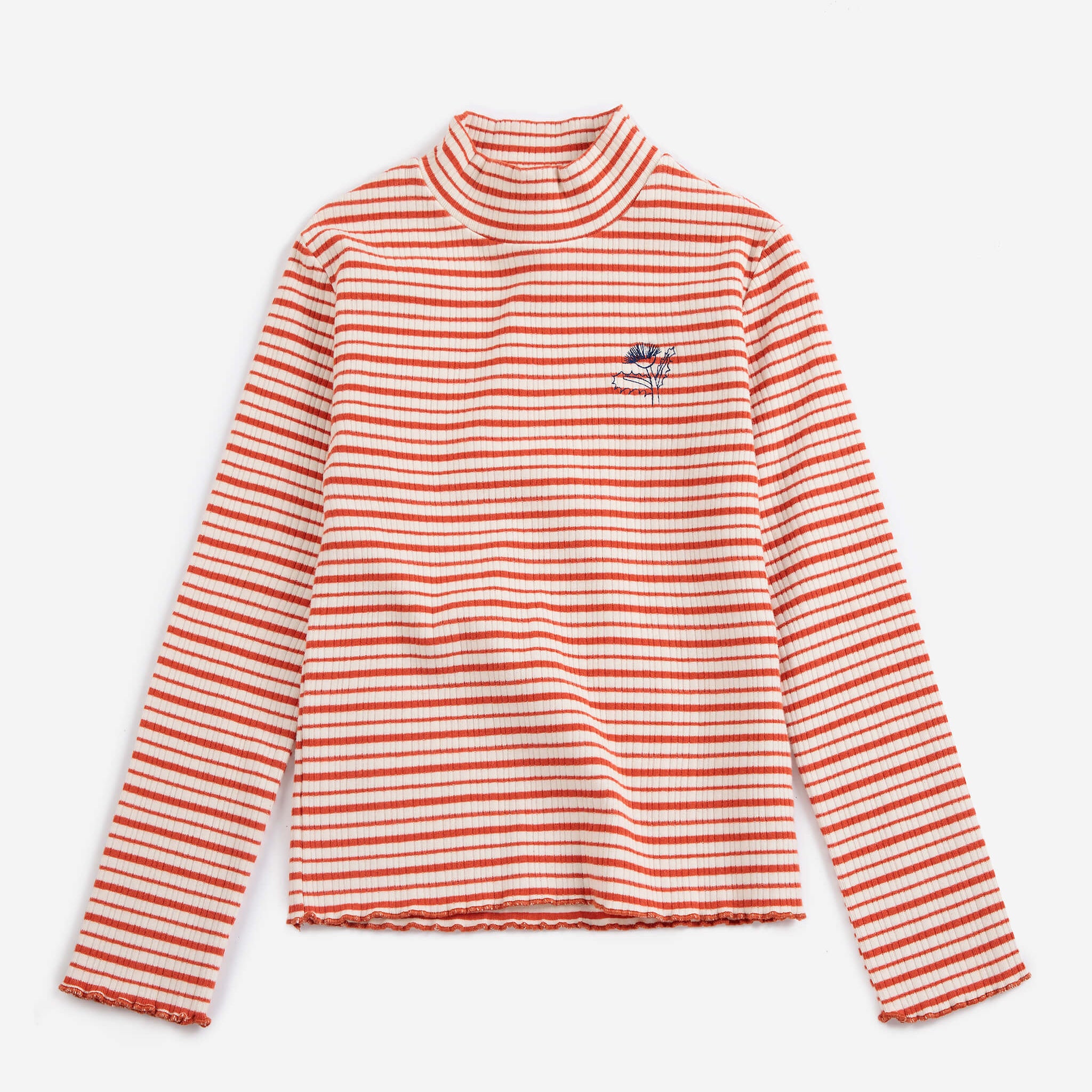 Energy Flower Stripes Turtle Neck T-Shirt