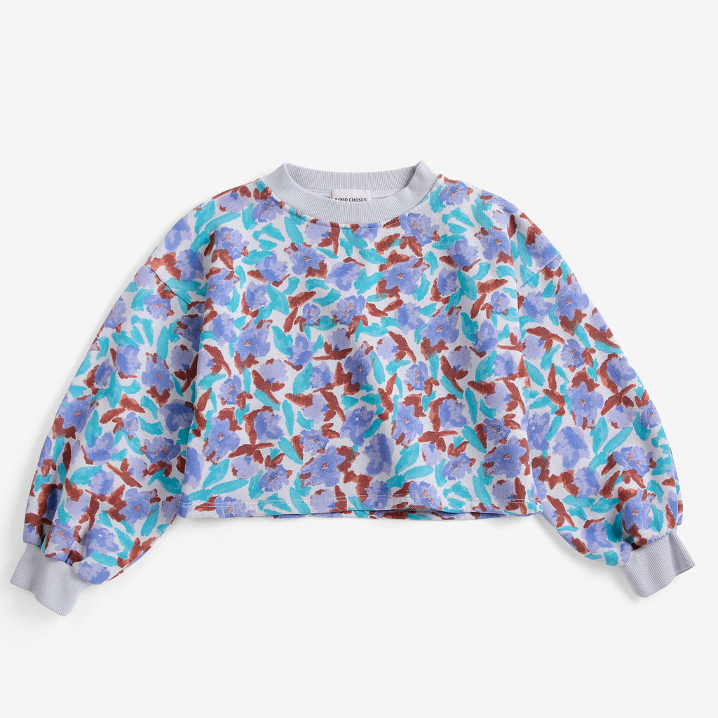 Watercolor All Over Cropped Sweatshirt