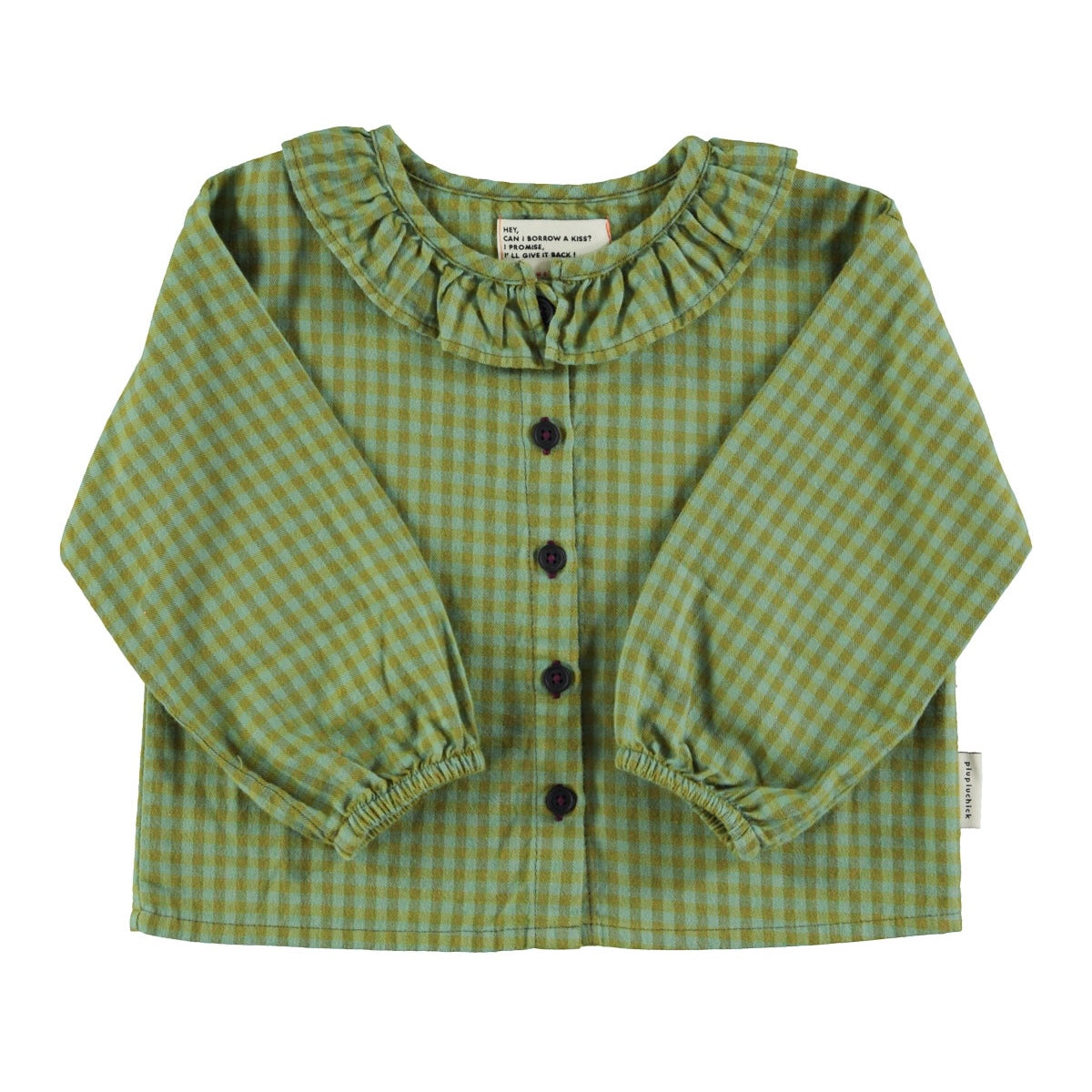Blouse w/ collar – green checkered