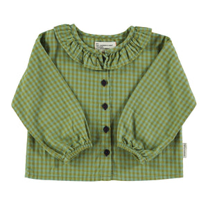 Blouse w/ collar – green checkered