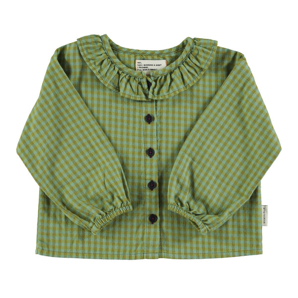 Blouse w/ collar – green checkered