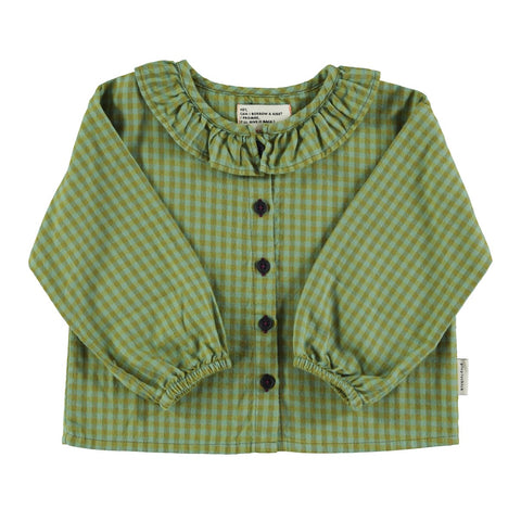 Blouse w/ collar – green checkered