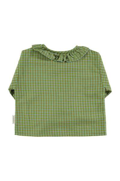 Blouse w/ collar – green checkered