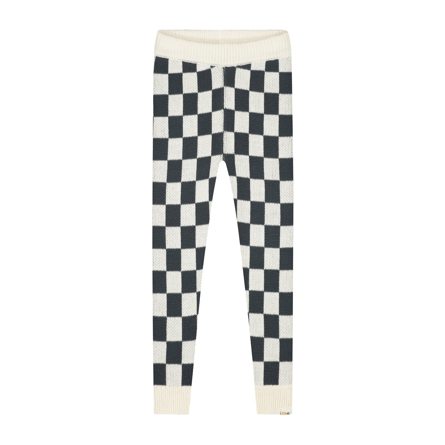 Checkered Knitted Leggings – charcoal