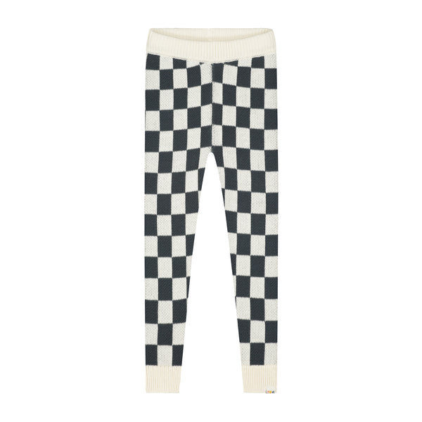 Checkered Knitted Leggings – charcoal