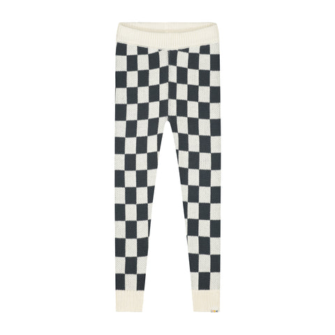 Checkered Knitted Leggings – charcoal