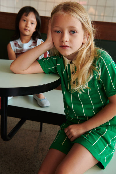 Striped Polo – basil/ecru