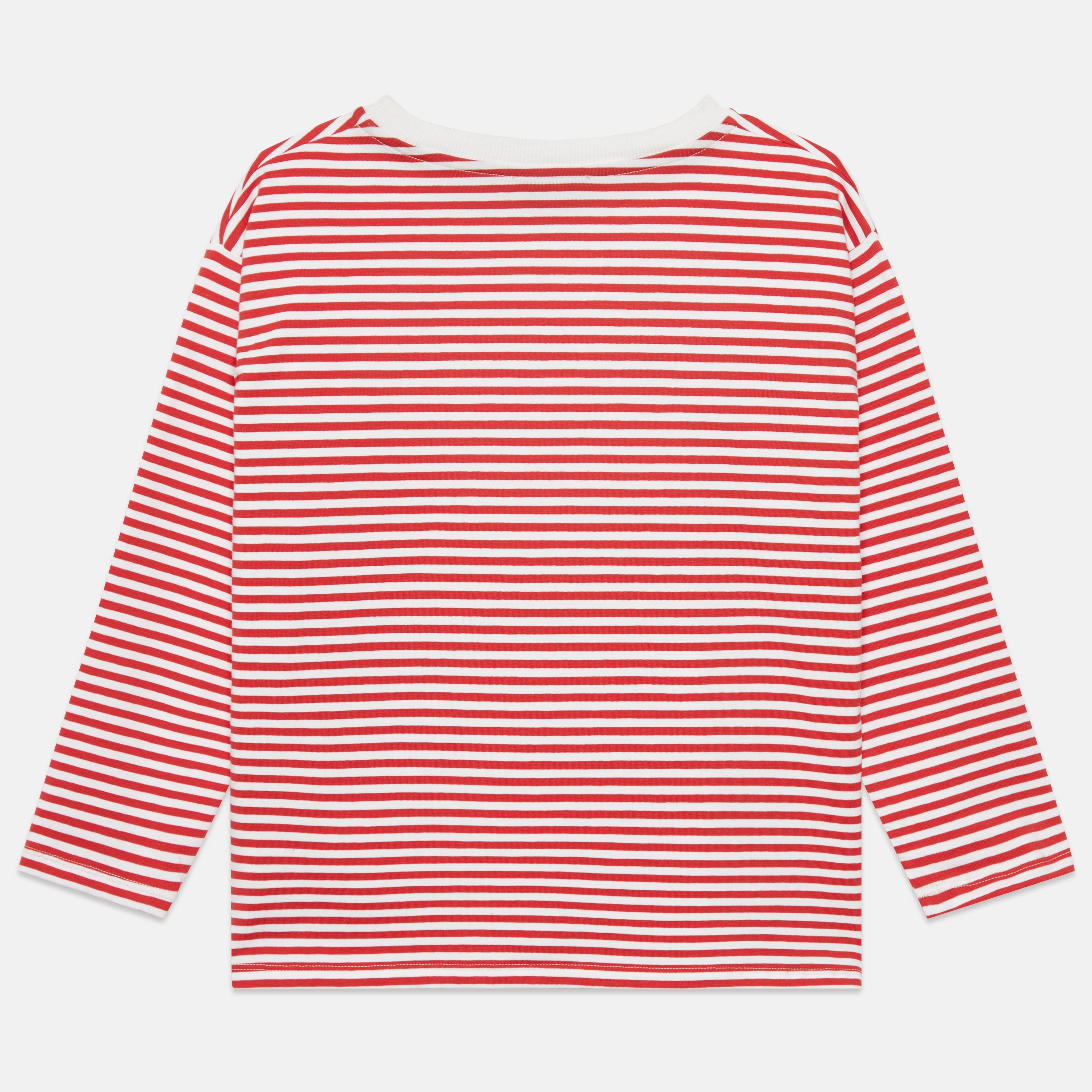Pom Pom Dog Longsleeve T-Shirt – stripes red and white