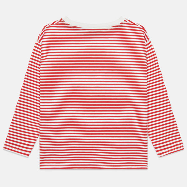 Pom Pom Dog Longsleeve T-Shirt – stripes red and white