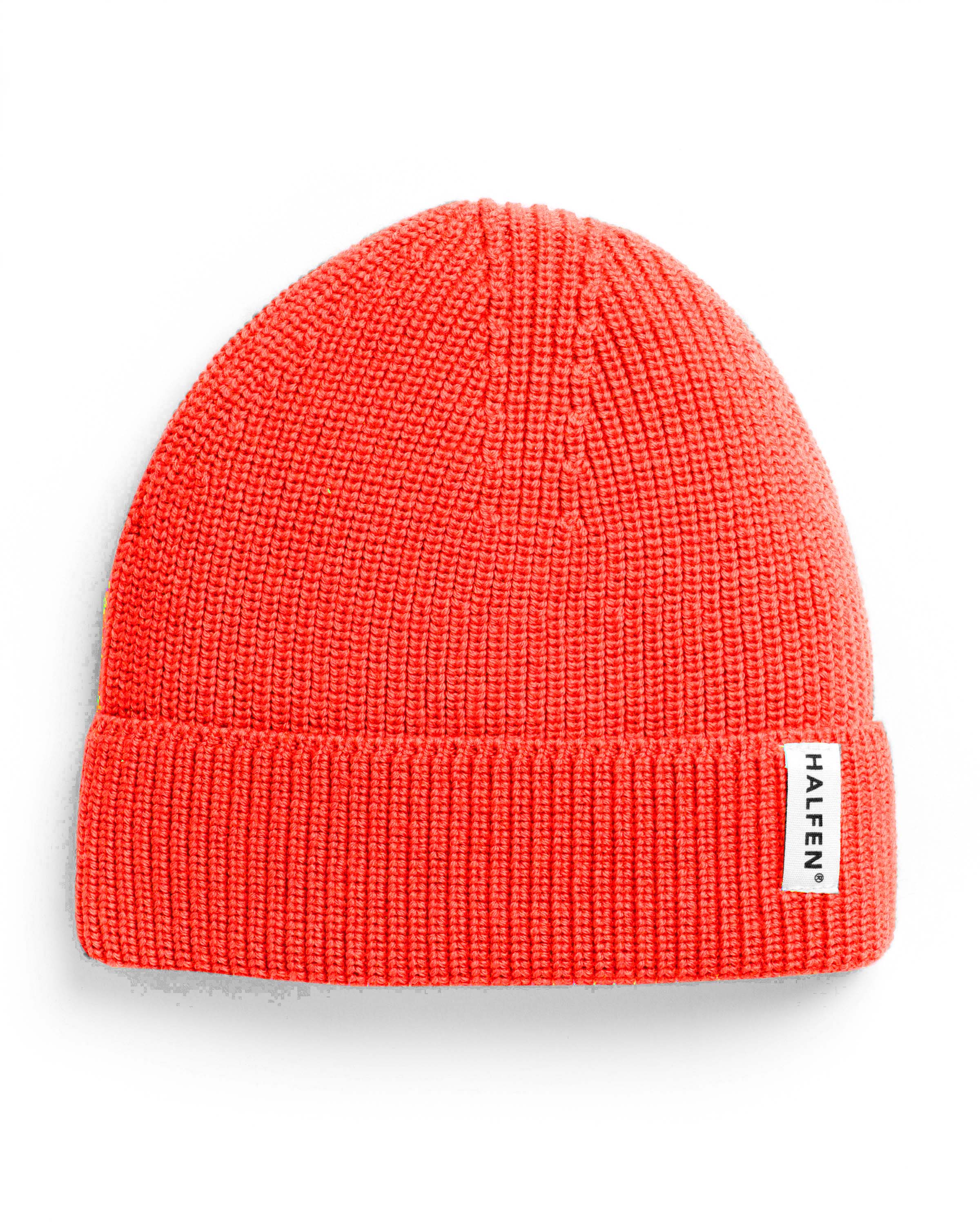 Strick Beanie Merino – neon orange