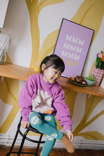 Teddy Sweatshirt Kitten in Boots – orchid