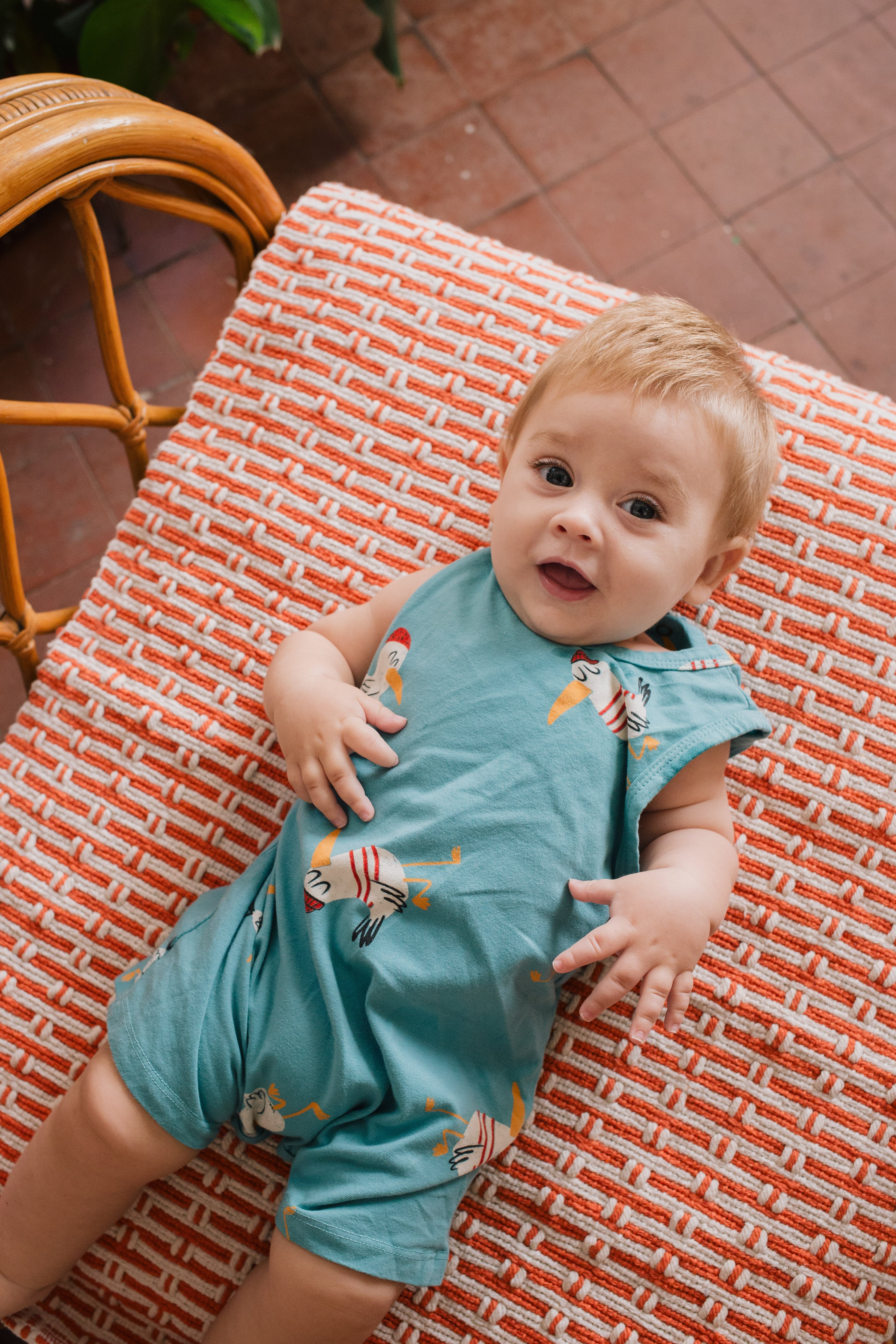 Seagulls Baby Playsuit – pacific