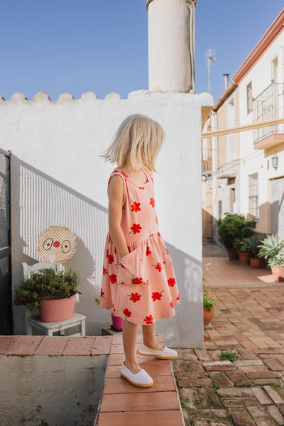 Poppies Pockets Dress – pale pink