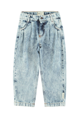 Mom fit trousers – washed blue denim