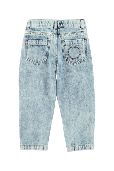 Mom fit trousers – washed blue denim